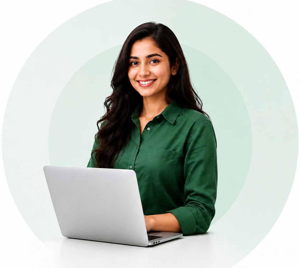Data Analytics Student with Laptop
